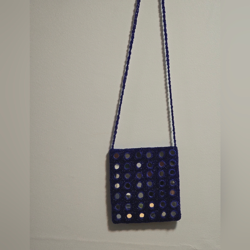 Elegant Blue Crochet Shoulder Bag